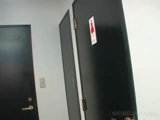 Asian Teen goddess films Twat While Pissing In A Toilet