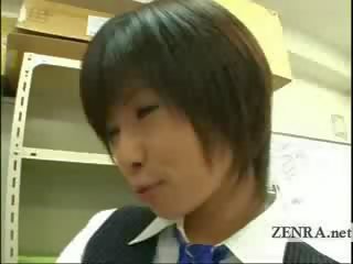 Dominant Japanese office schoolgirl in femdom CFNM putz play